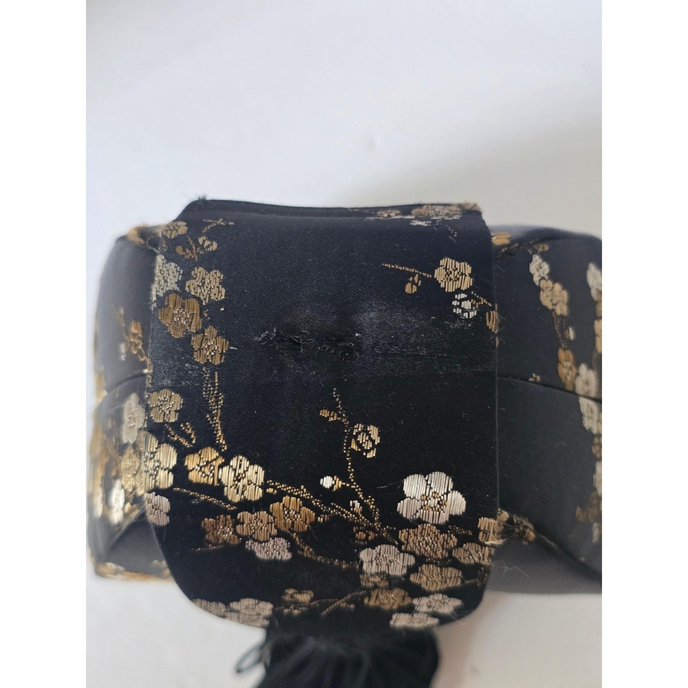 NWT Vintage Chinese Brocade Evening Bag Black & Gold with Tassel (Minor Defect) - Picture 3 of 10